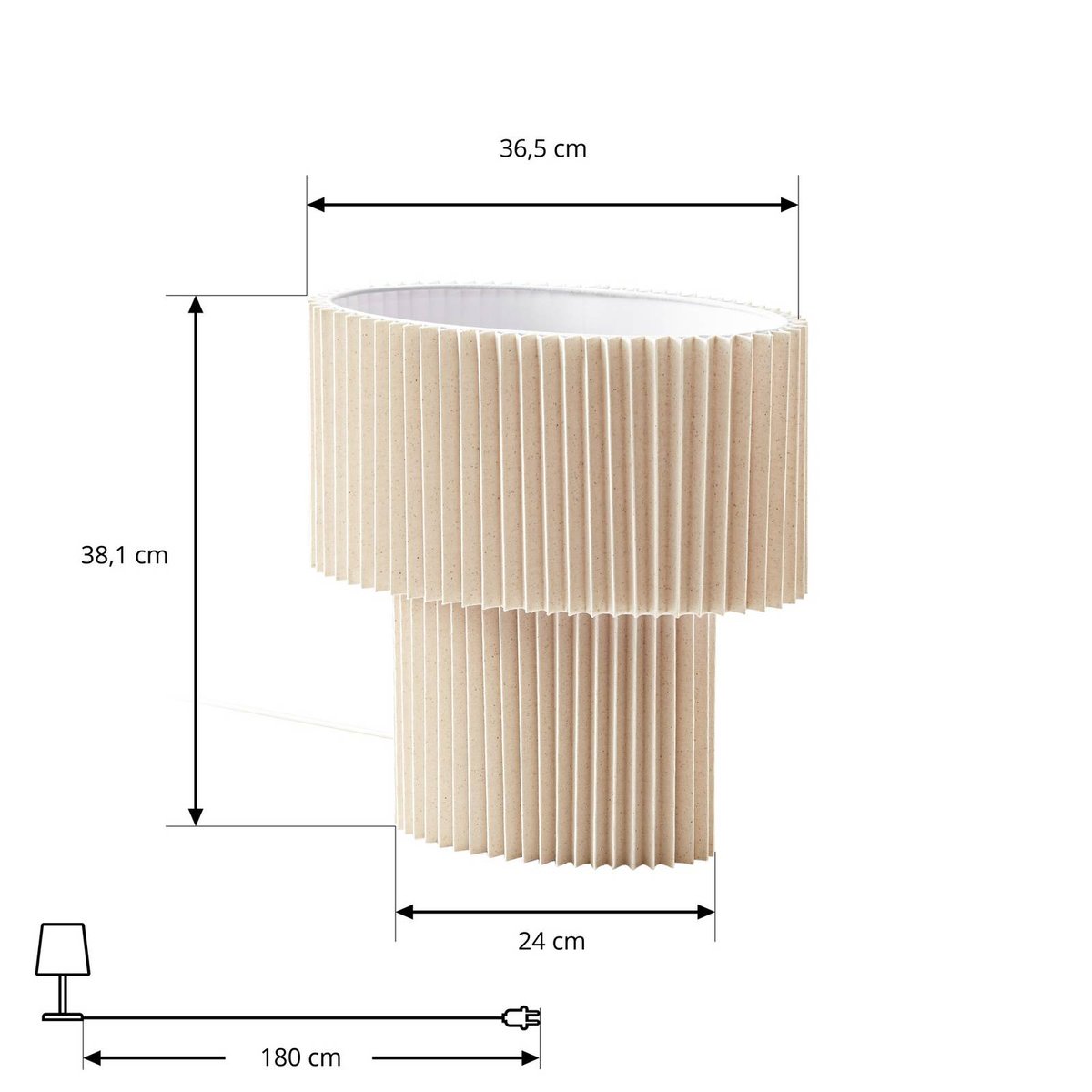 Lampe à poser en textile, Tazia blanc crème, LINDBY