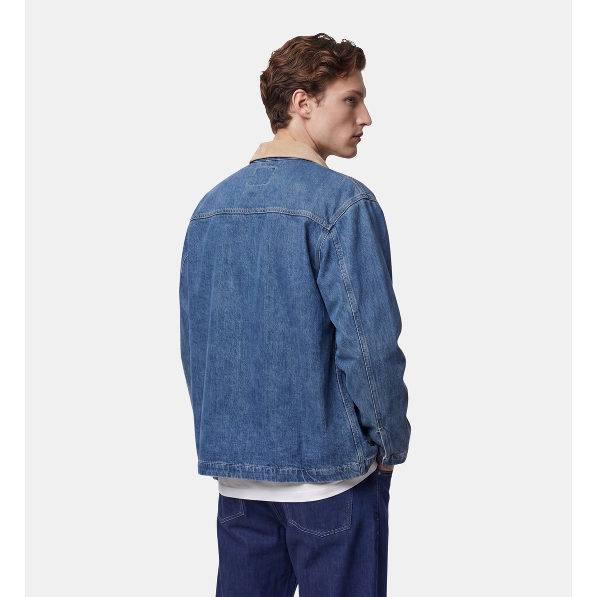 Veste droite torkim col velours coton denim bleu jean, GALERIES LAFAYETTE