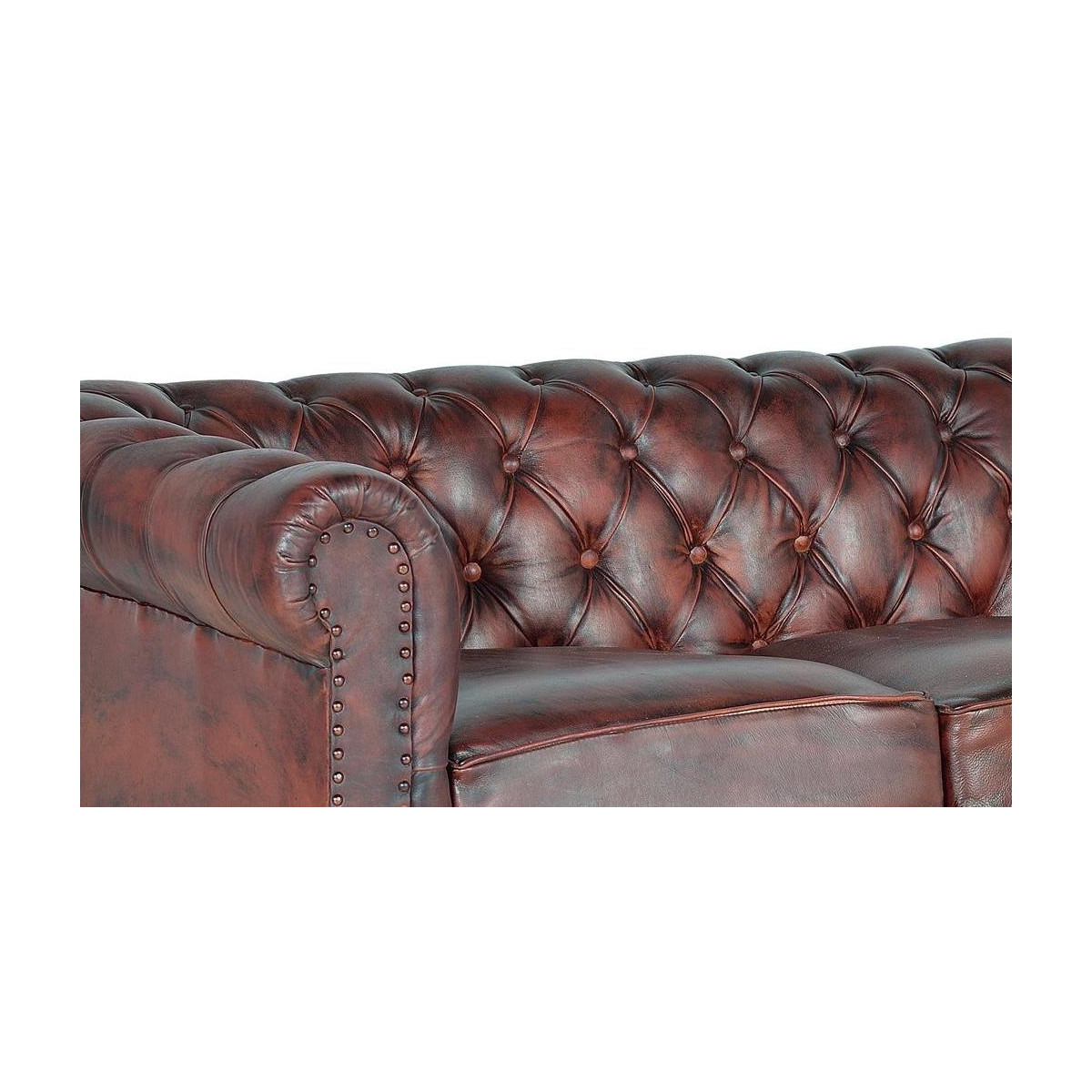 Canapé cuir 3 places marron, DECORATION D’AUTREFOIS