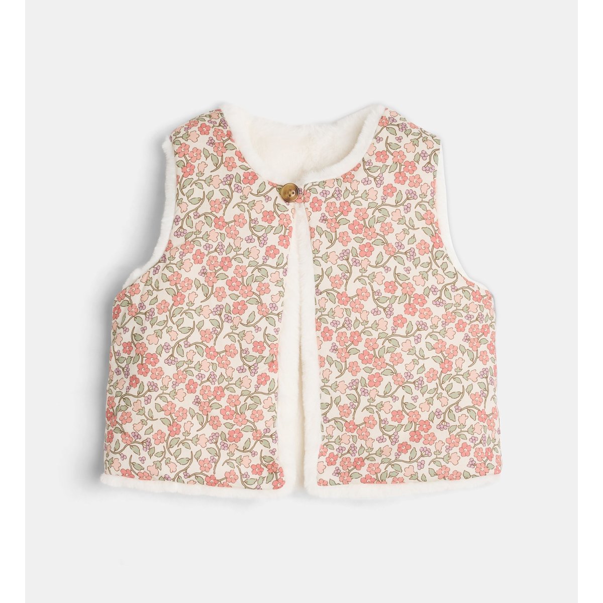Veste réversible sans manches tajade pop écru et multicolore, CADET ROUSSELLE