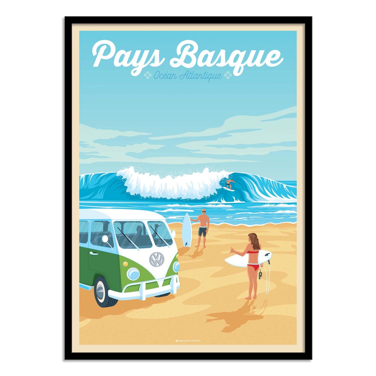 Affiche d'art - Pays Basque Van Surf - Olahoop Travel Posters couleur unique, WALL EDITIONS