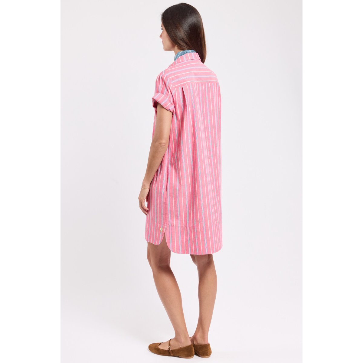 Robe rayée Héritage en coton et lin HERITAGE rayure carminio/mazarine, ARMOR-LUX