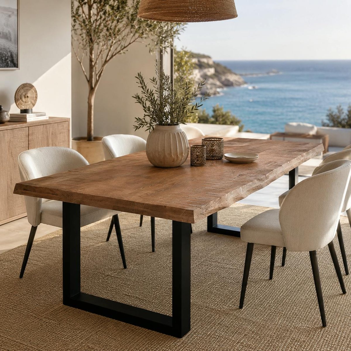 Table à manger en bois à bords naturels 240 cm FULTON bois naturel, PIER IMPORT