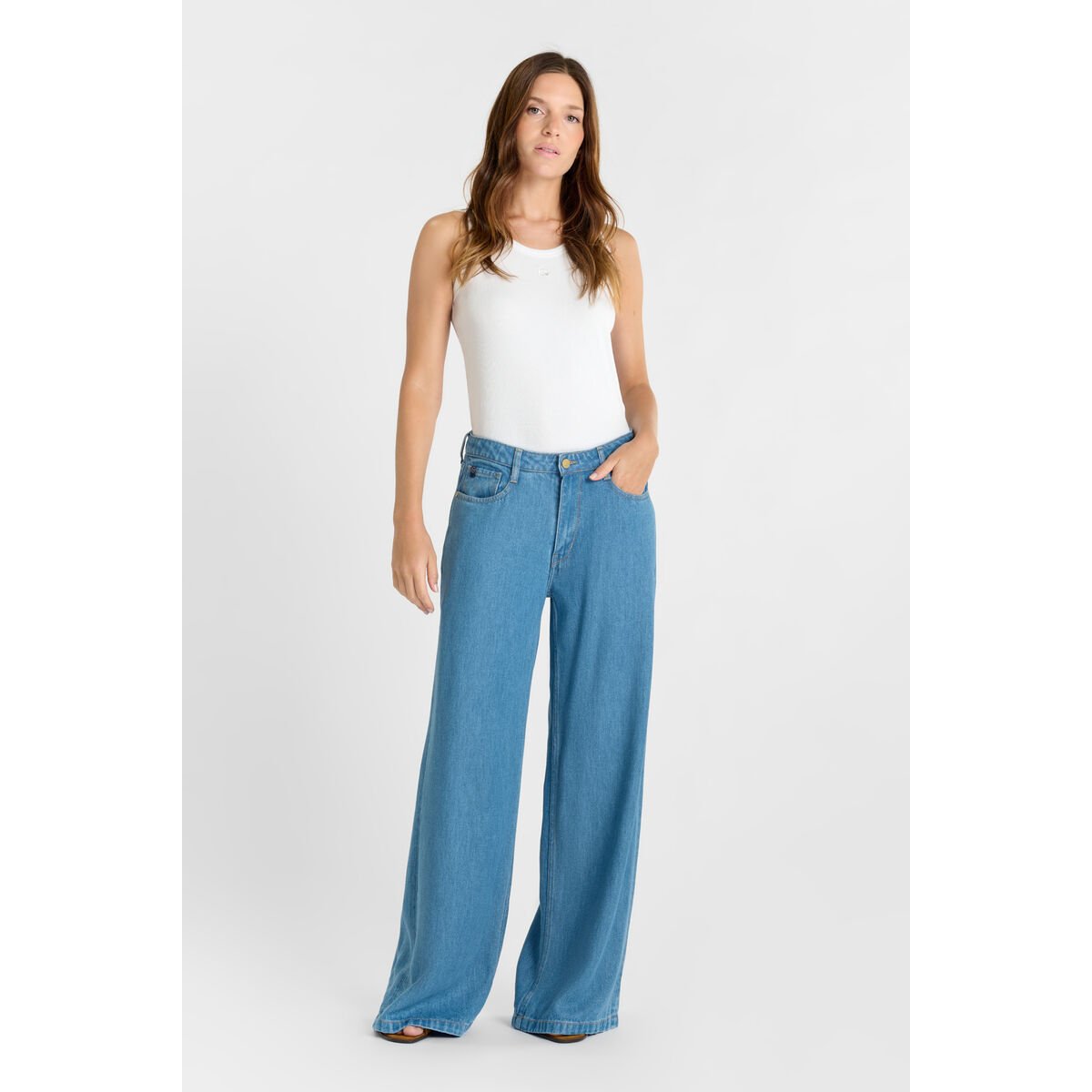Jeans loose, large ZAZOU, longueur 34 blue, LE TEMPS DES CERISES