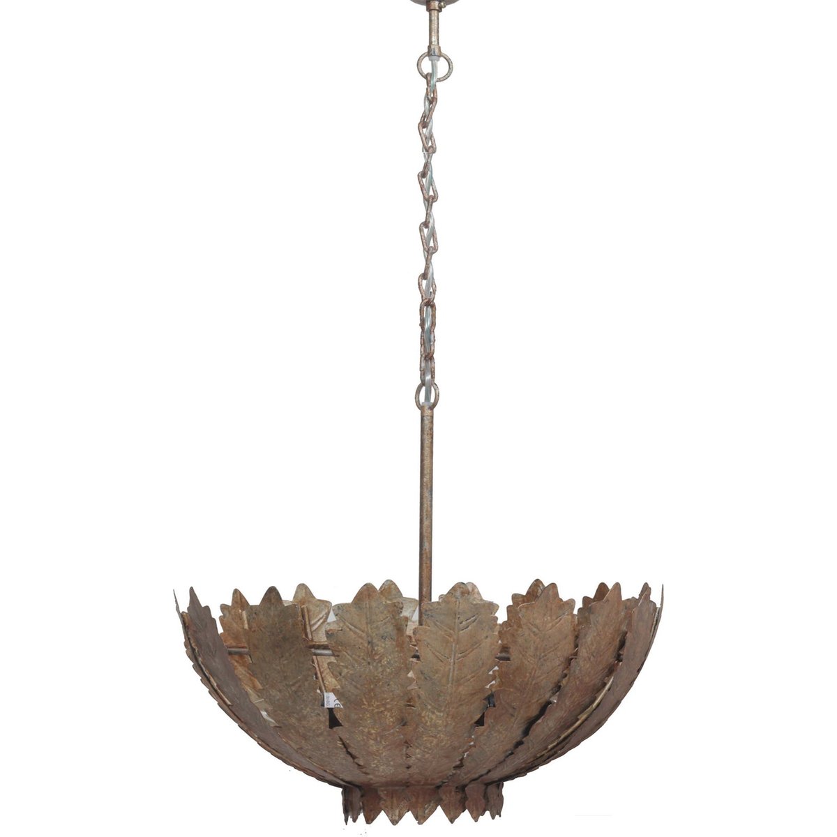 Suspension en fer motif feuille style vintage or vieilli patiné brun grisé, ARTE ESPINA