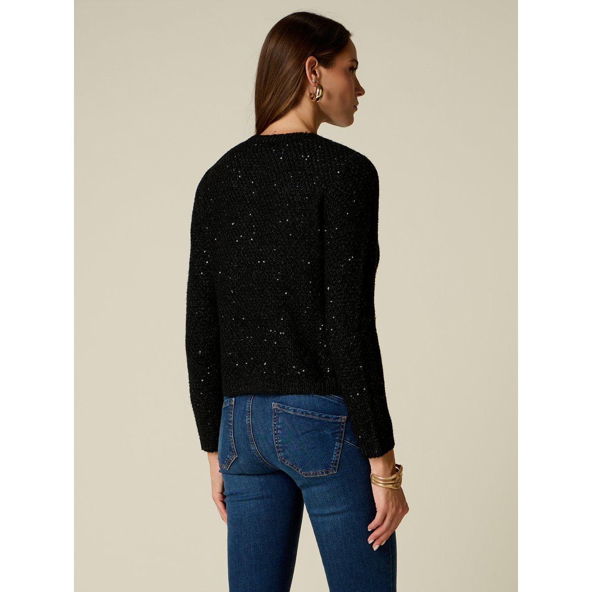 Cardigan à paillettes noir, OLTRE