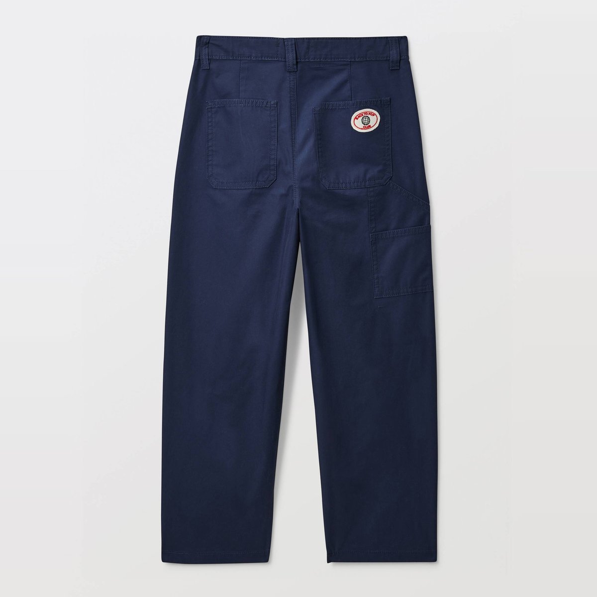 Pantalon carpenter rayé en coton marine, MONOPRIX