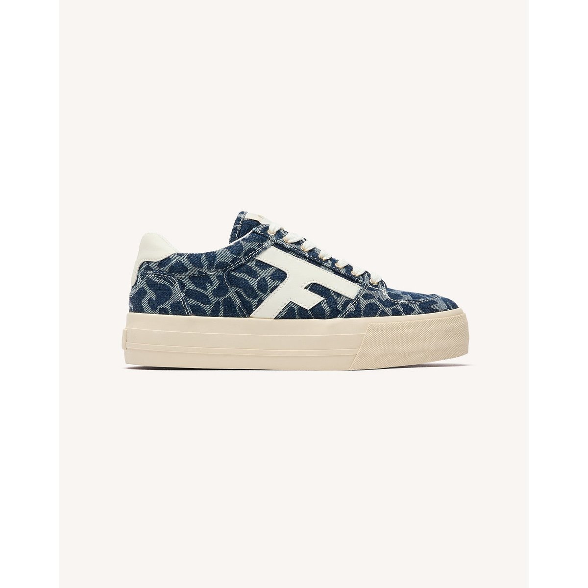 Tennis basses tissu WALNUT PLATFORM bleu jean, FAGUO