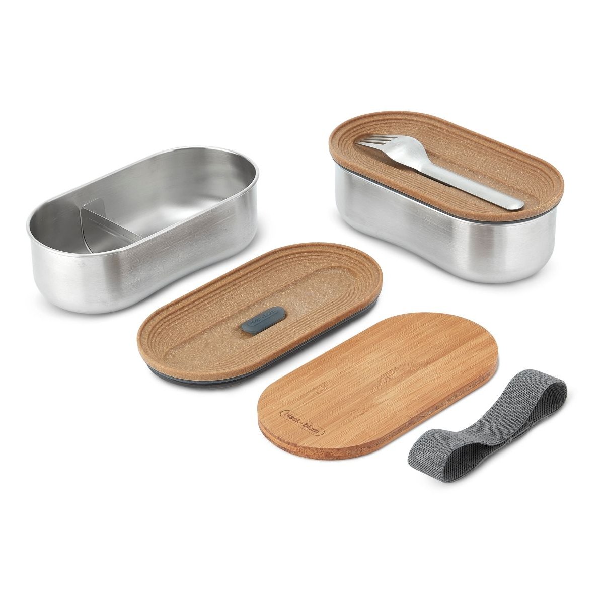 Boîte repas bento double compartiment couleur unique, BLACK + BLUM