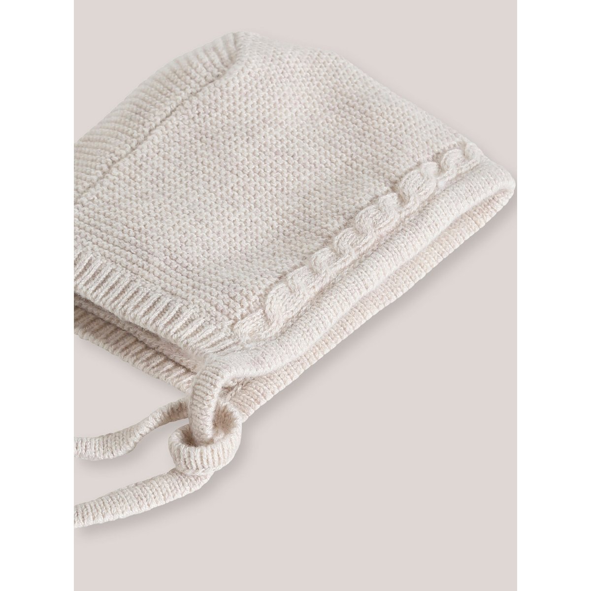 Béguin de naissance en laine et coton beige chine, CYRILLUS