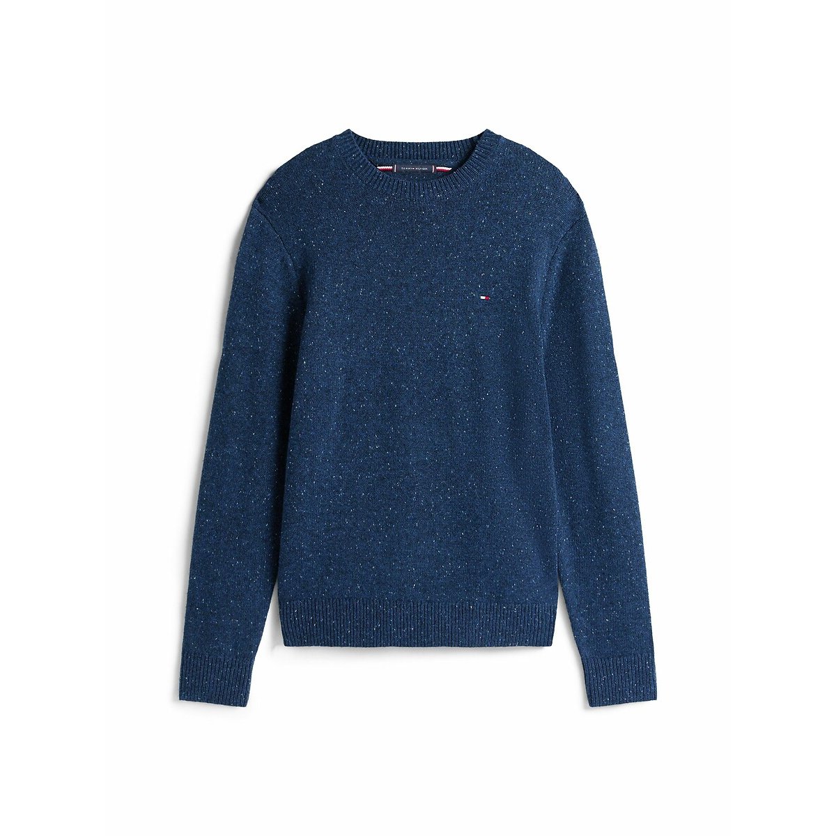 Pull en laine moucheté bleu marine, TOMMY HILFIGER