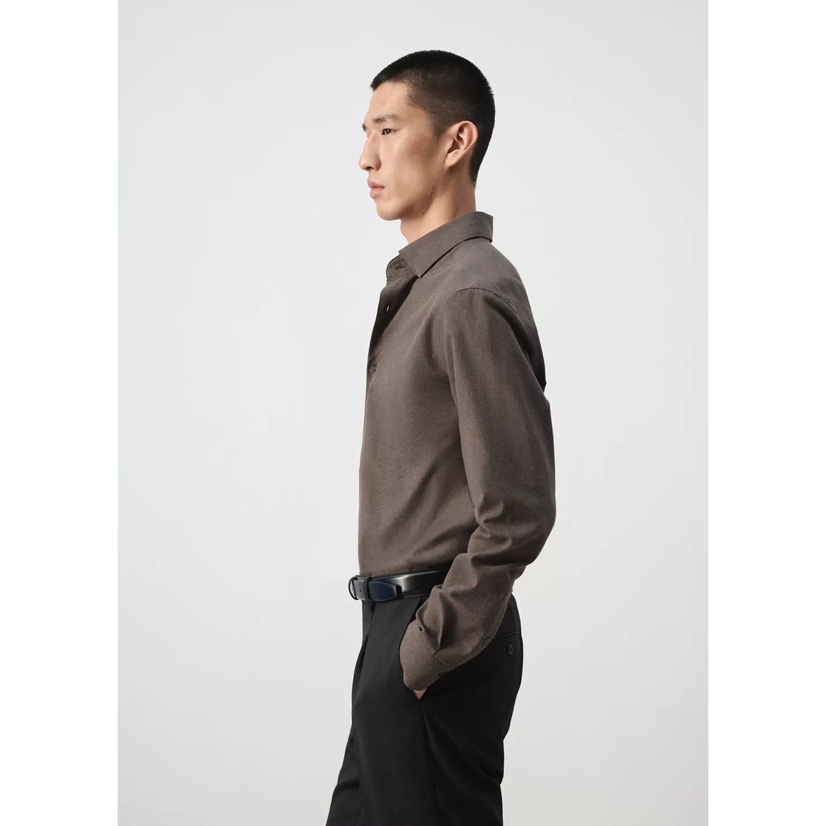 Chemise 100 % coton marron, MANGO MAN