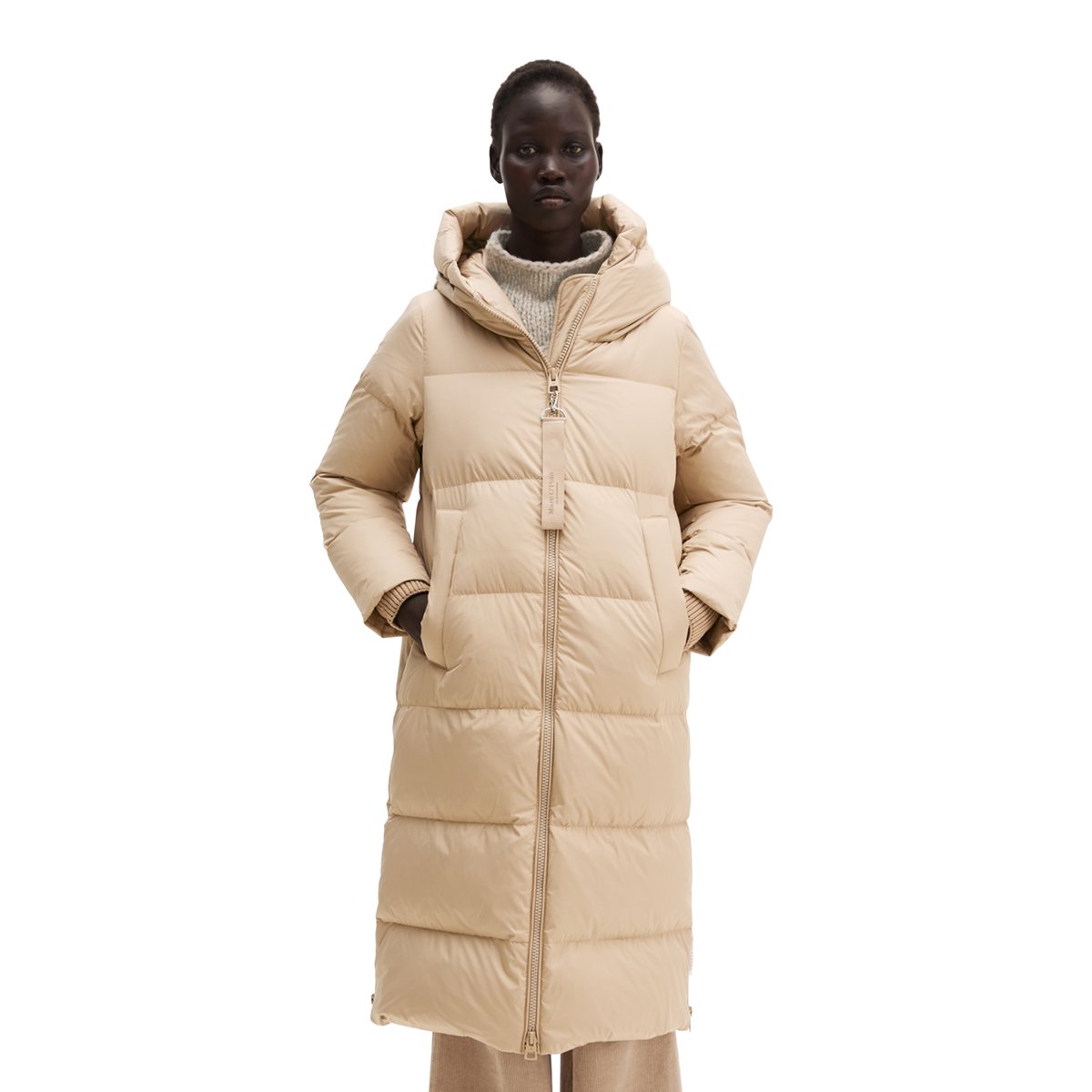 Manteau à capuche matelassé en duvet, coupe régulière à partir de matériaux recyclés beige, MARC O'POLO
