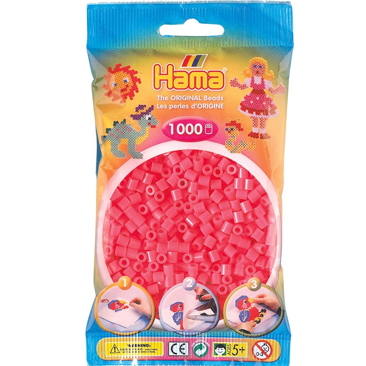 Sachet 1000 perles plastique rouge, HAMA