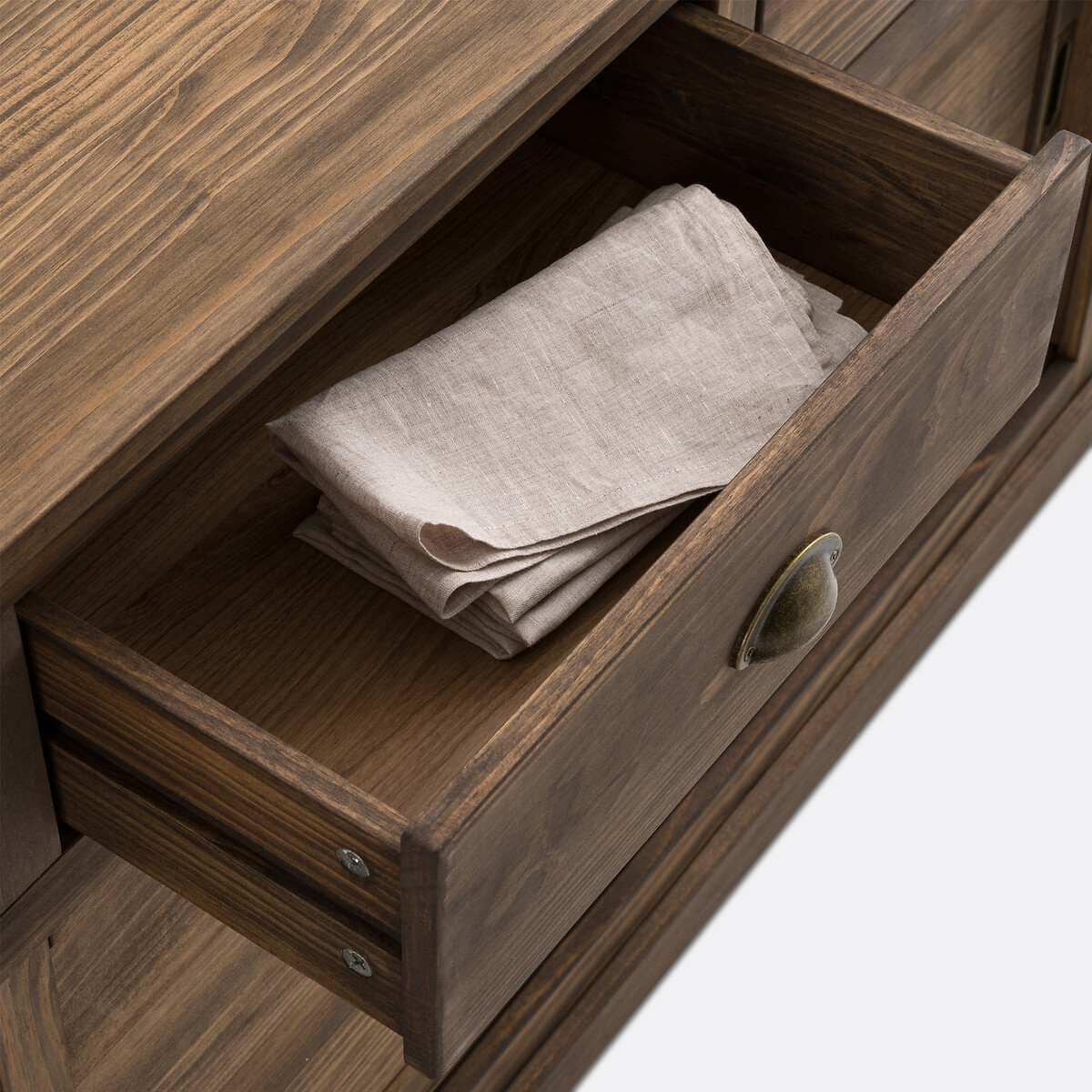 Aparador de 3 puertas y 3 cajones de pino macizo MDF Lunja encerado natural, LA REDOUTE INTERIEURS