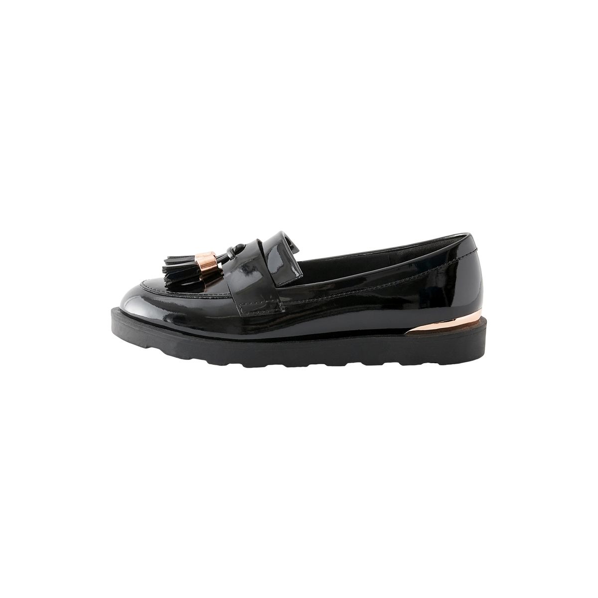 Mocassins d’écolier à glands or rose noir, NEXT
