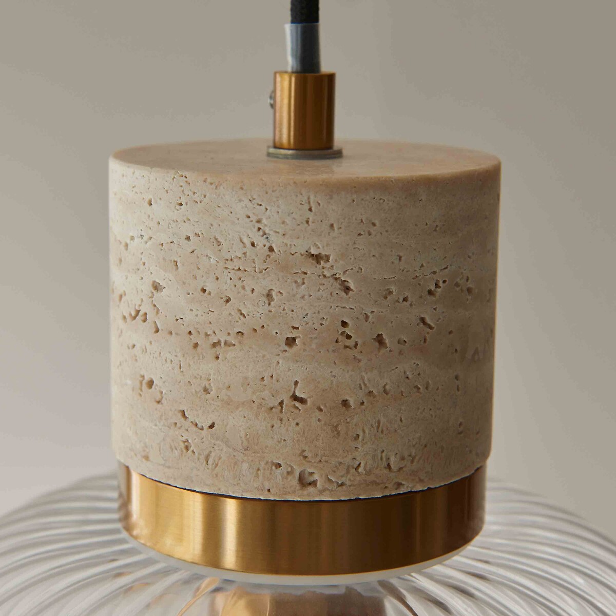 Torro Ribbed Glass Travertine Pendant Light natural, ÉDITÉ