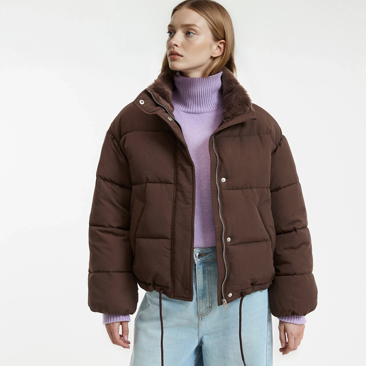 Doudoune courte, fermeture zippée, plein hiver marron, LA REDOUTE COLLECTIONS