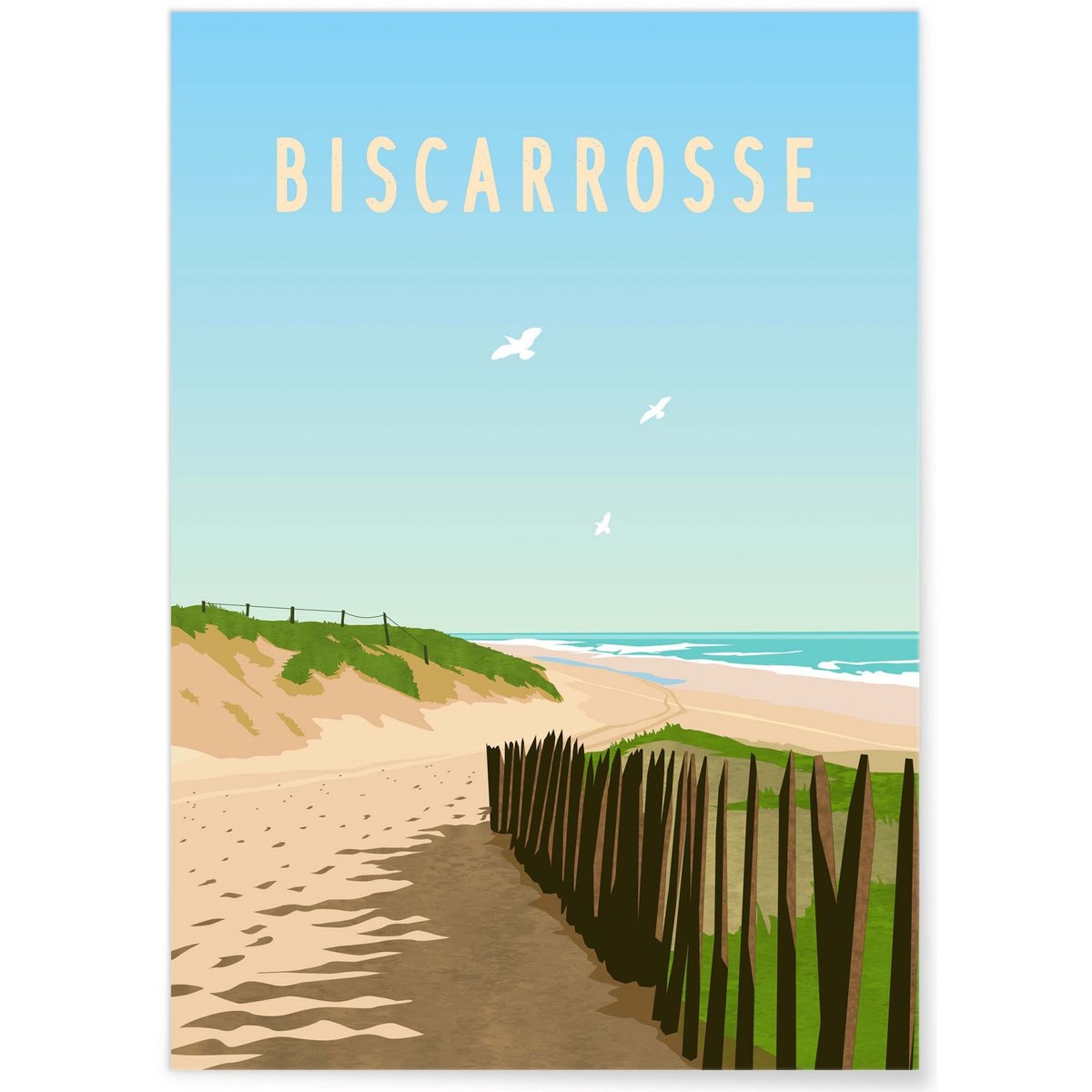 Affiche ville Biscarrosse blanc, L'AFFICHERIE