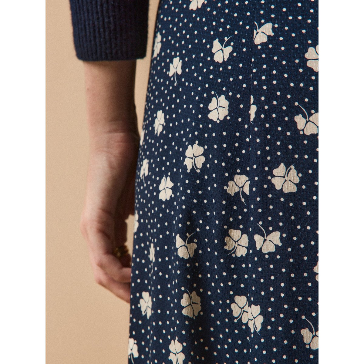 Jupe mi-longue  viscose dobby imprimé Trèfles imprimé trefles, CYRILLUS