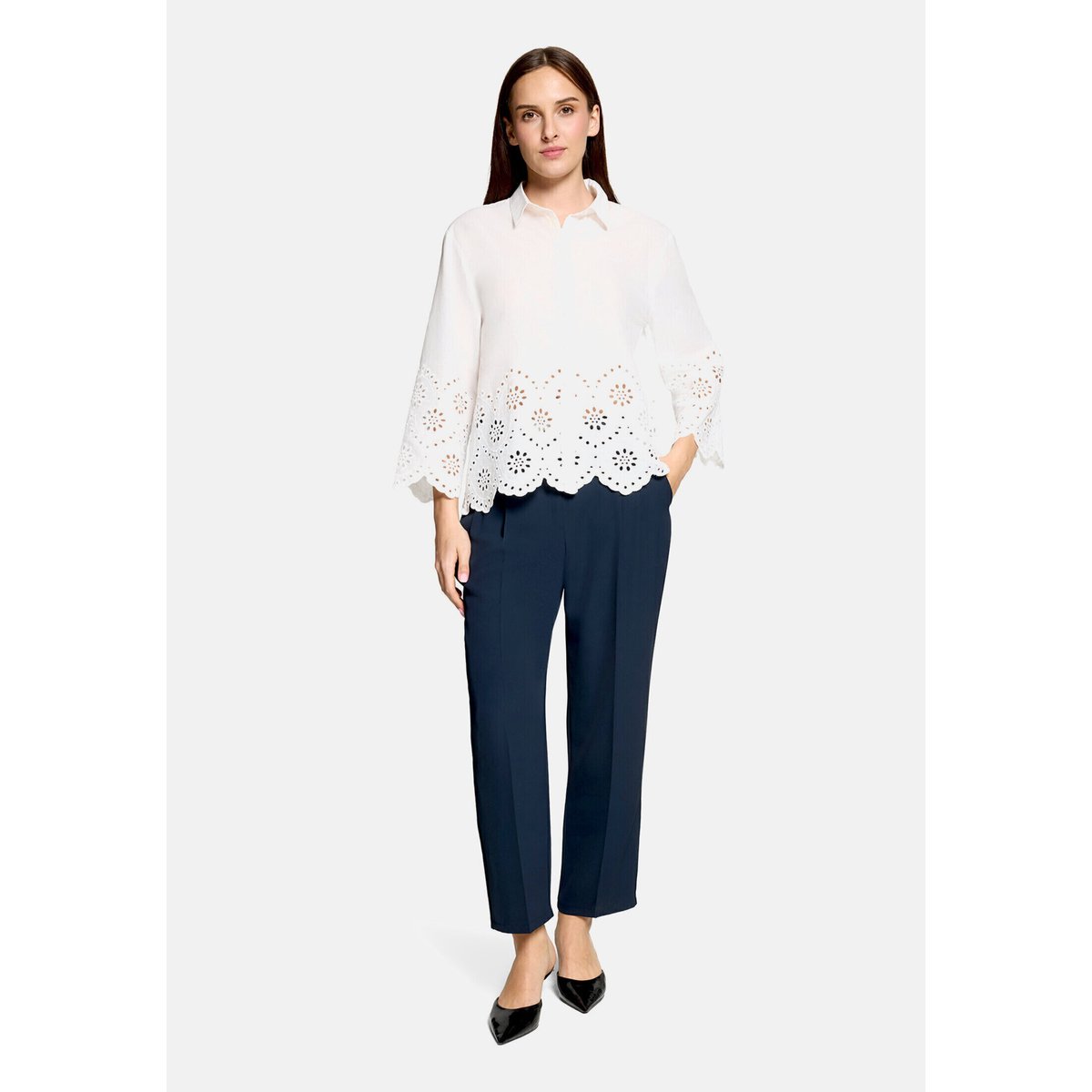 Pantalon en toile unicolore dark sky, BETTY BARCLAY