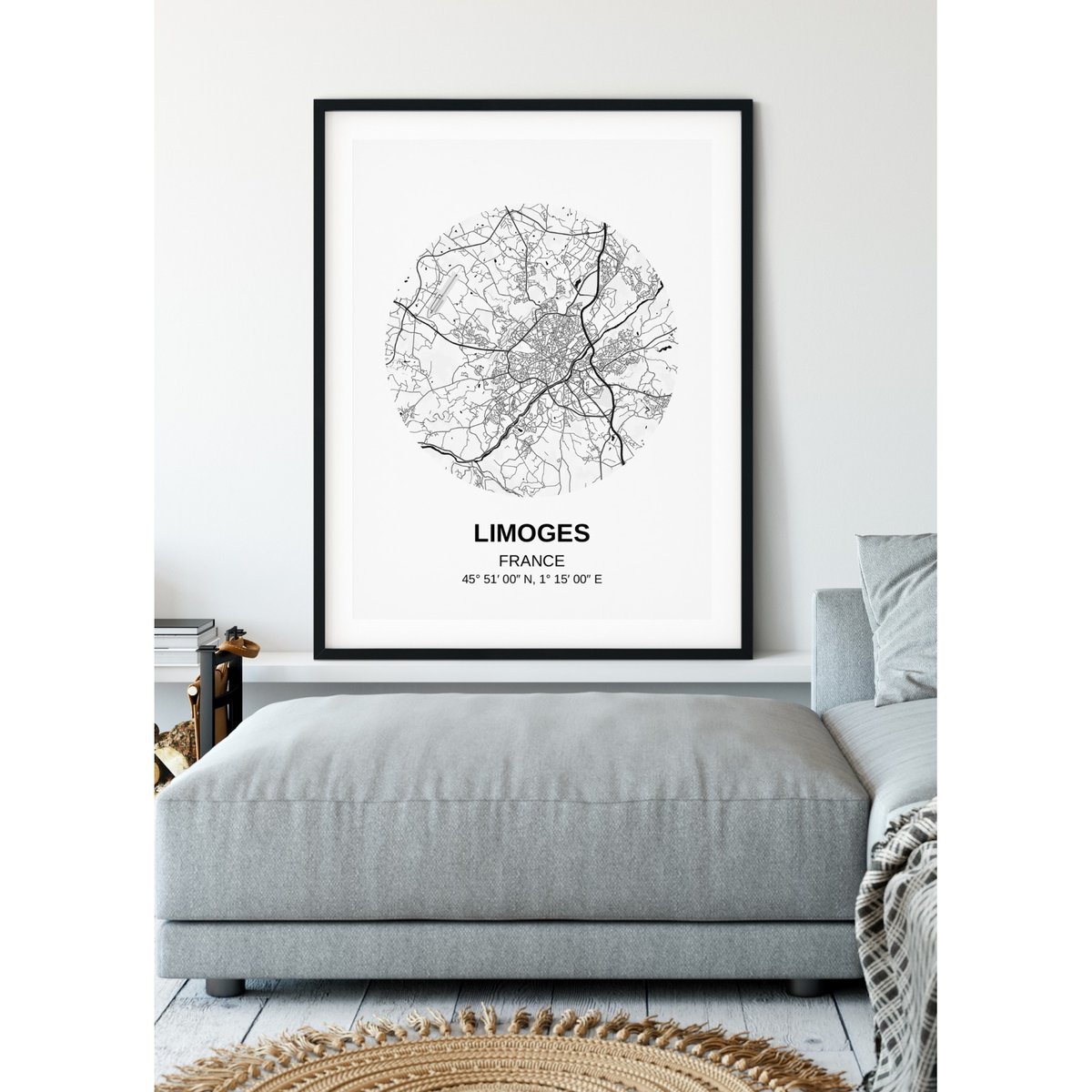 Affiche Carte Limoges blanc, L'AFFICHERIE