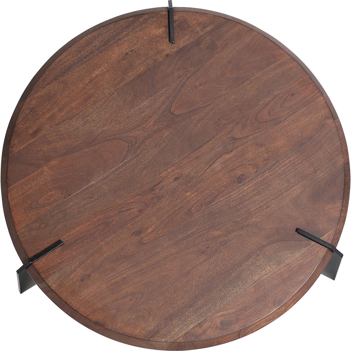 Table basse ronde en acacia et métal bois d'acacia marron et métal noir, RECOLLECTION