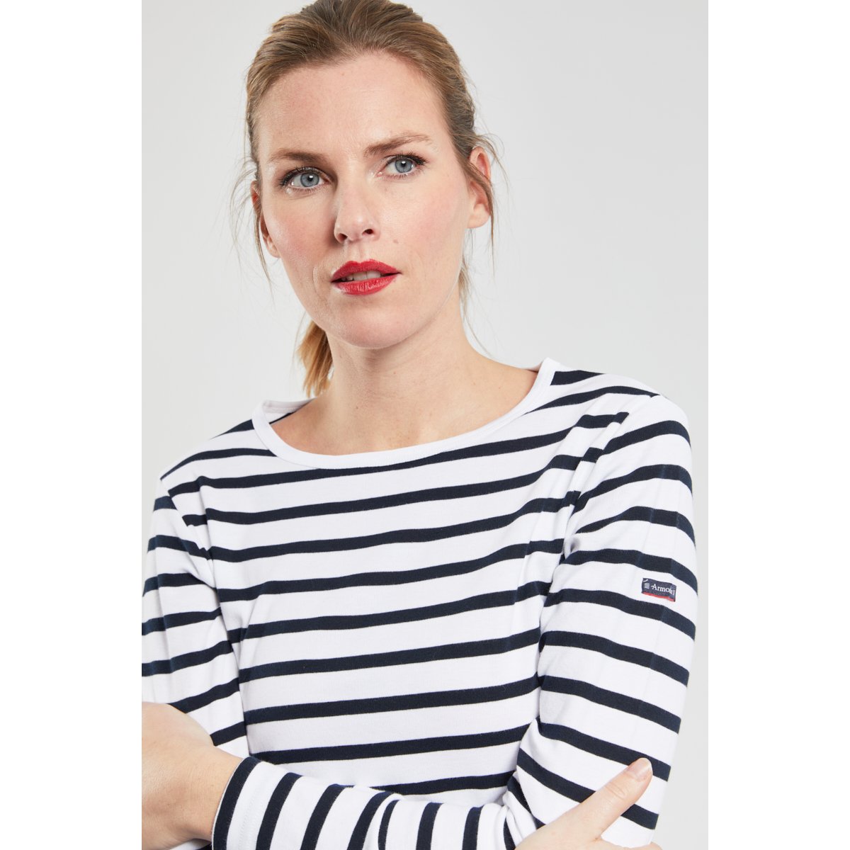 Marinière en coton CROZON blanc/rich navy, ARMOR-LUX