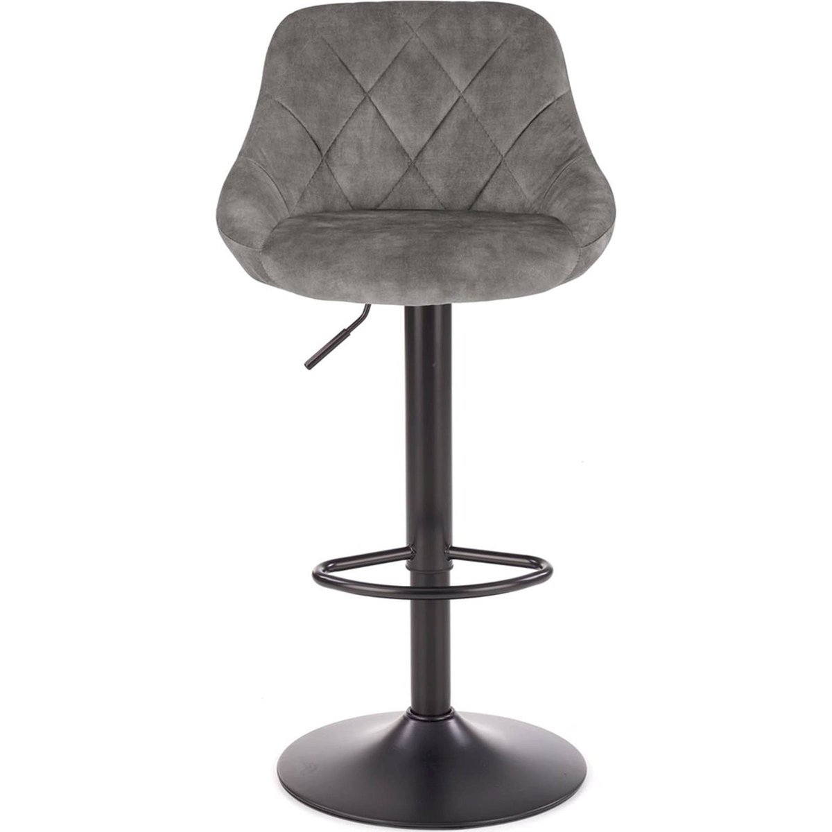 Tabouret de bar réglable en velours matelassé gris cendré velours, RECOLLECTION