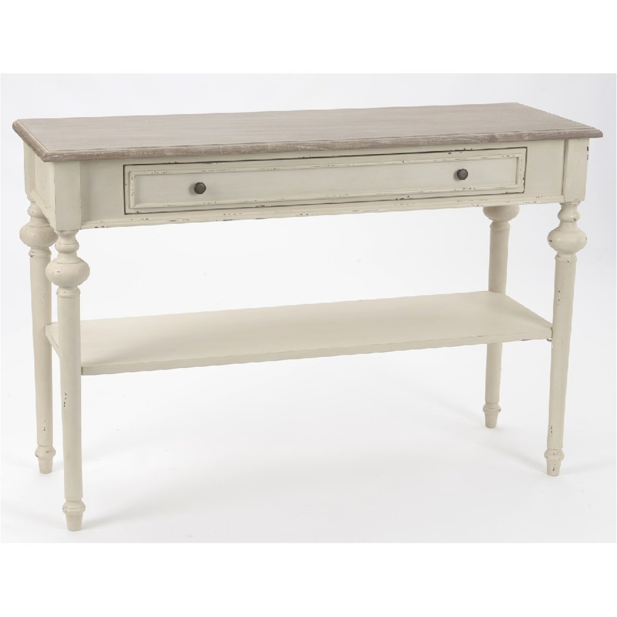 Console double 1 tiroir en bois mindi L120 cm Légende blanc, AMADEUS
