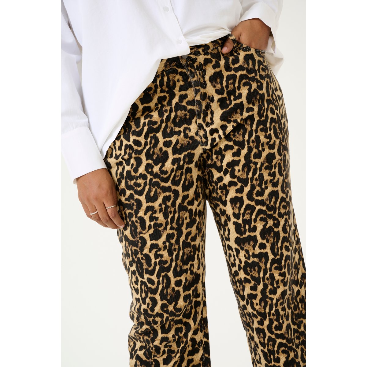 Jeans léopard naturel imprimé, KAFFE CURVE
