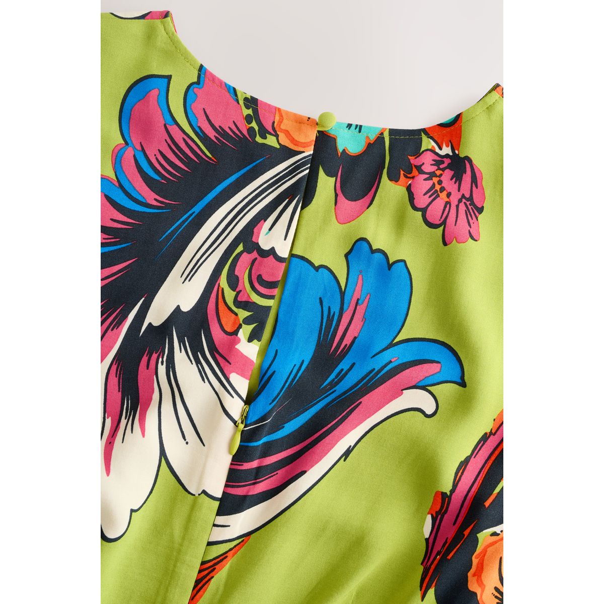 Robe asymétrique courte drapée à tapisserie imprimée vert citron, NEXT