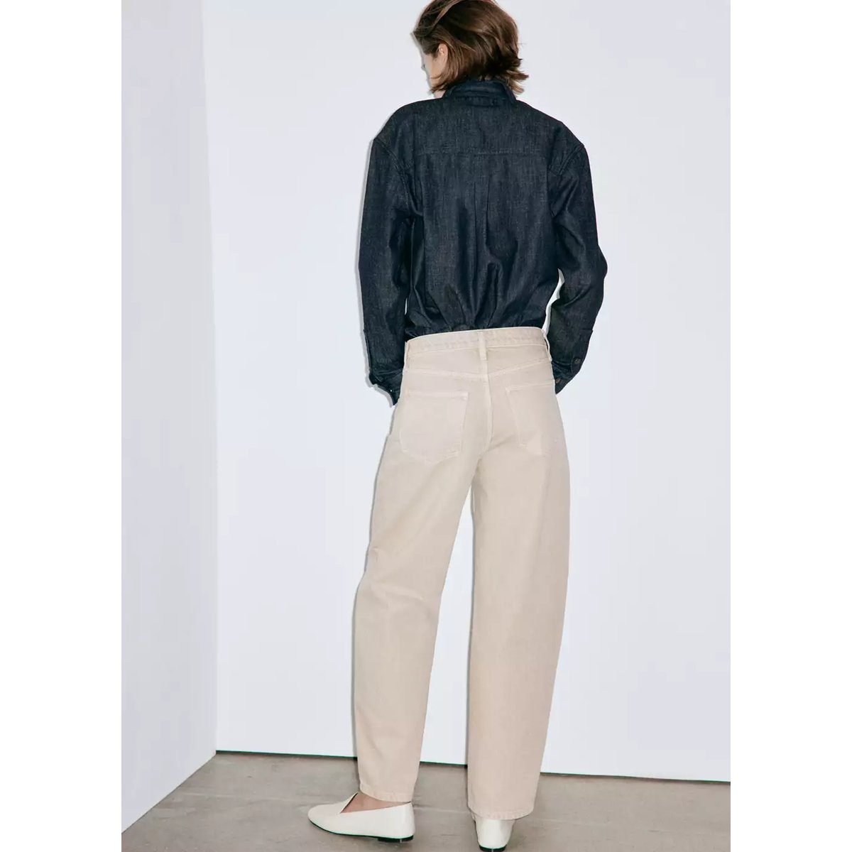 Jean balloon taille haute sable, MANGO