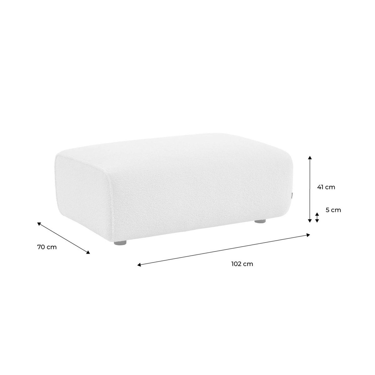 Pouf, repose-pieds pour canapé 3 places Wallas bouclette WALLAS crème, SWEEEK