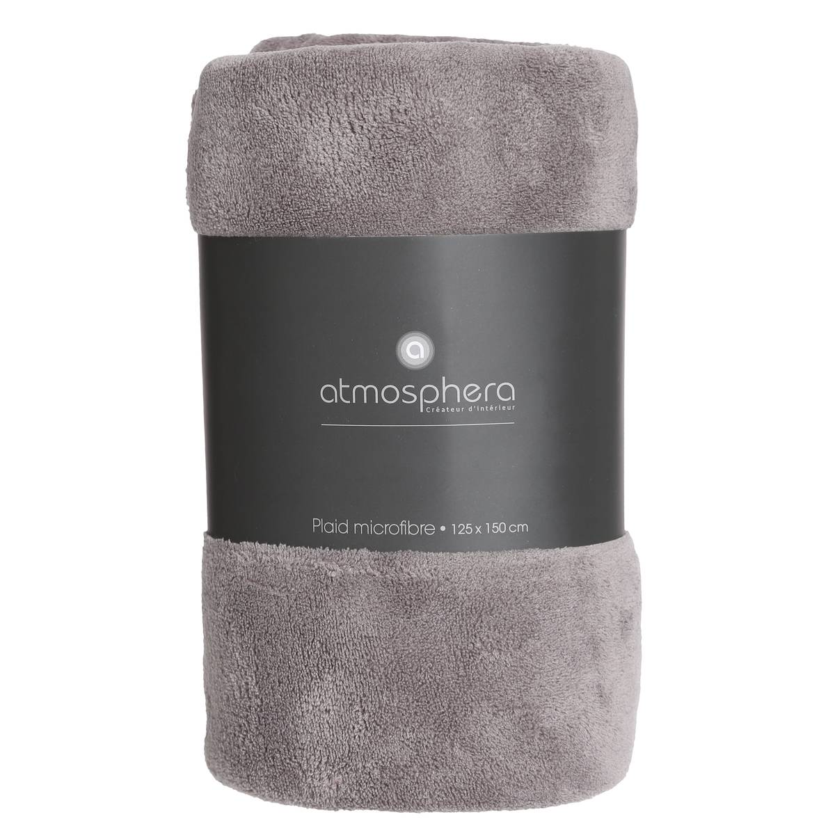 Plaid microfibre uni KIESA gris, ATMOSPHERA