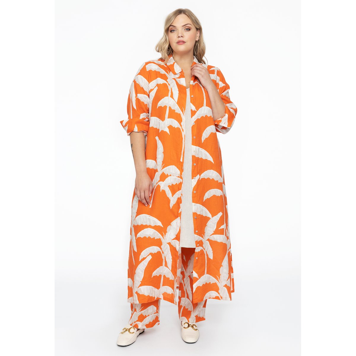 Chemise avec manches longues orange, YOEK
