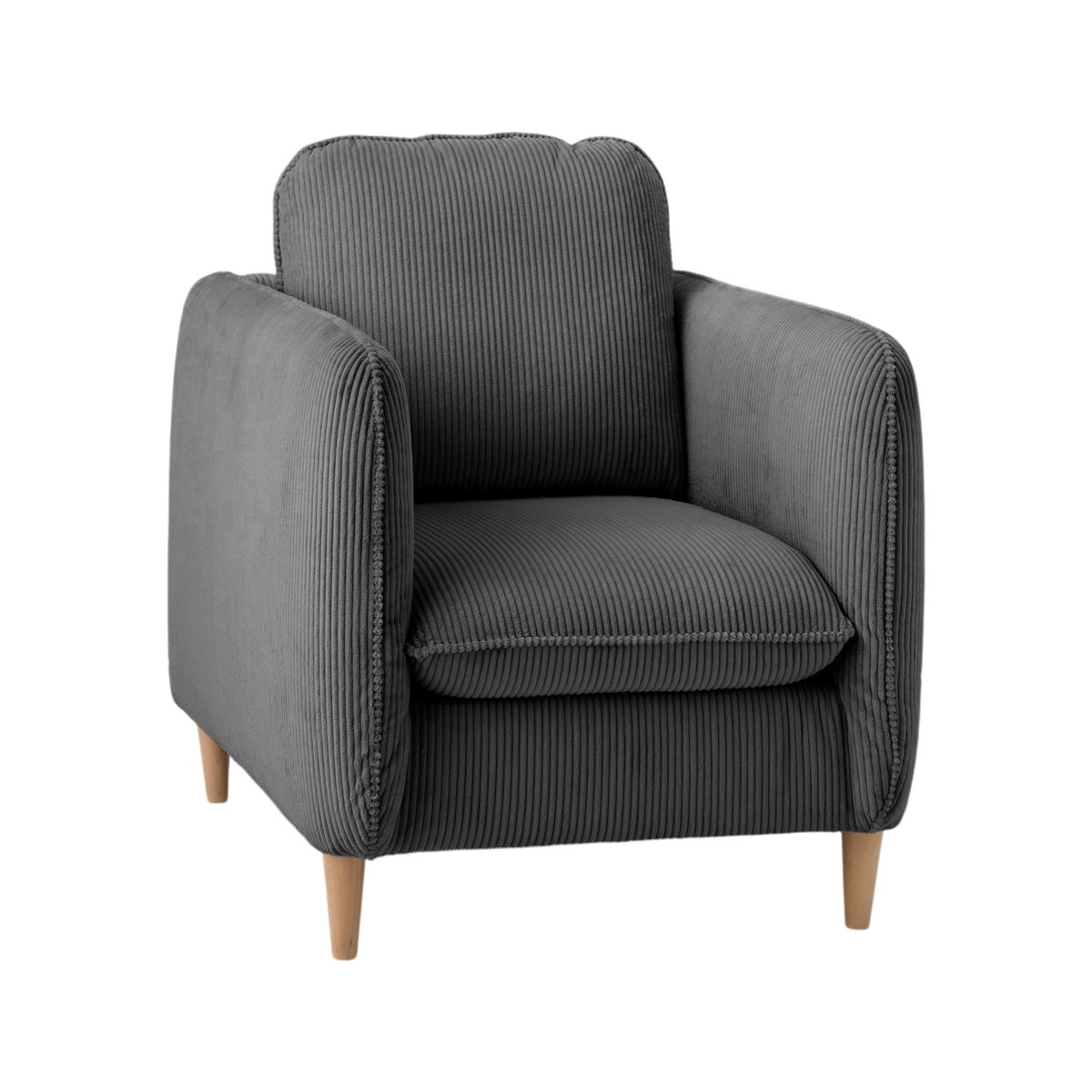 Fauteuil velours côtelé - PORTIMO gris, CAMIF