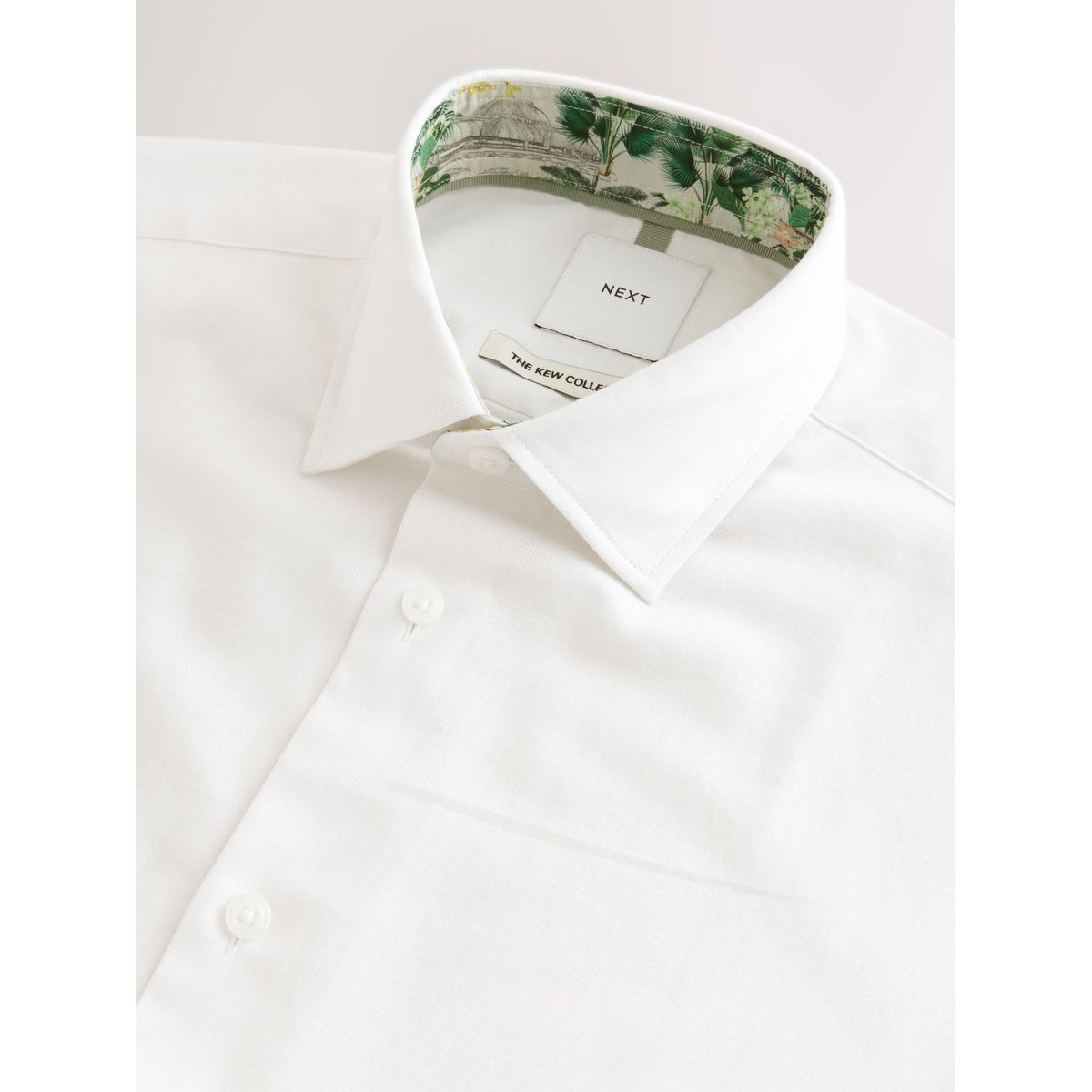 Chemise en lin/coton et pochette kew garden motif botanique blanc et marron neutre, NEXT