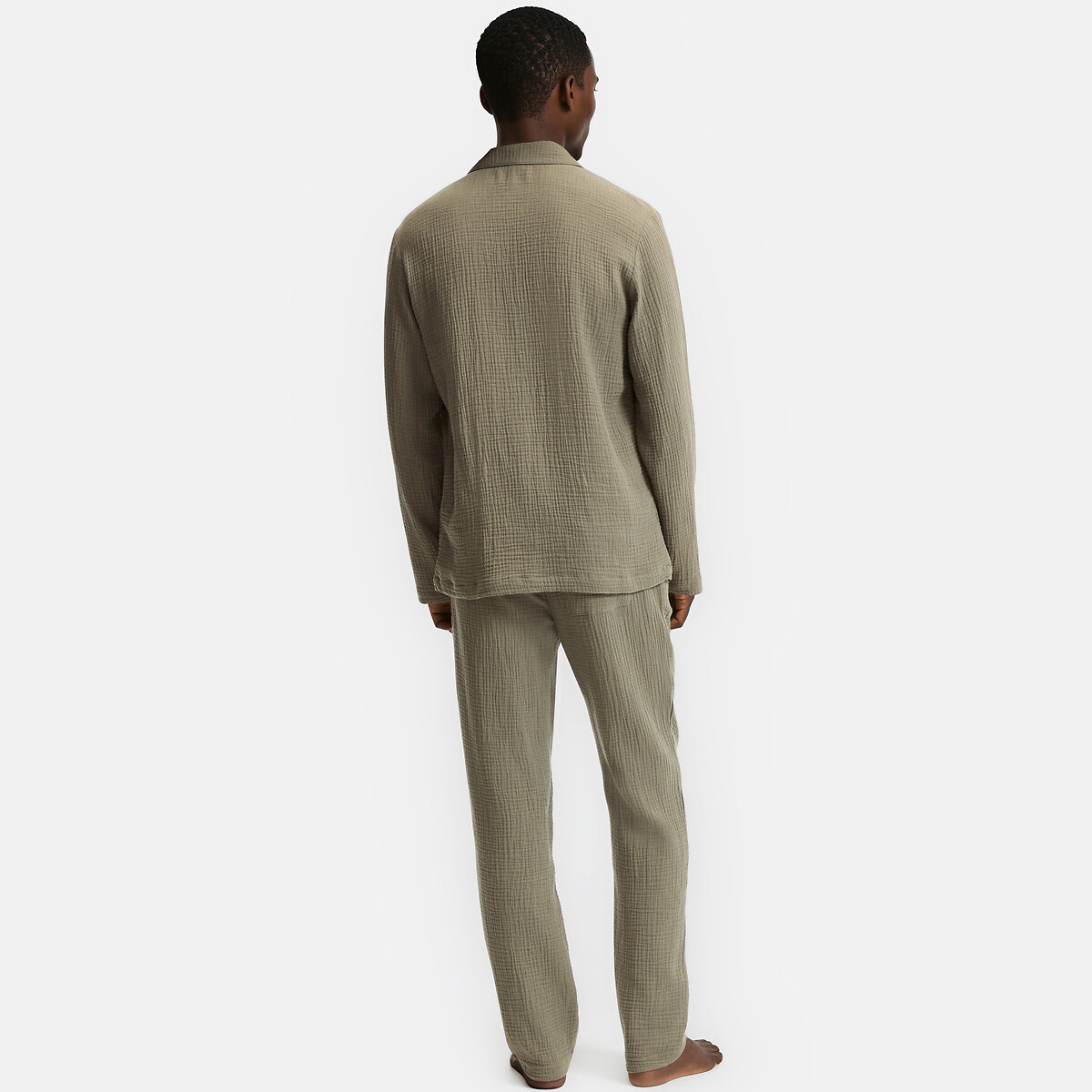 Pyjama long, 2 pièces en gaze de coton kaki, LA REDOUTE COLLECTIONS
