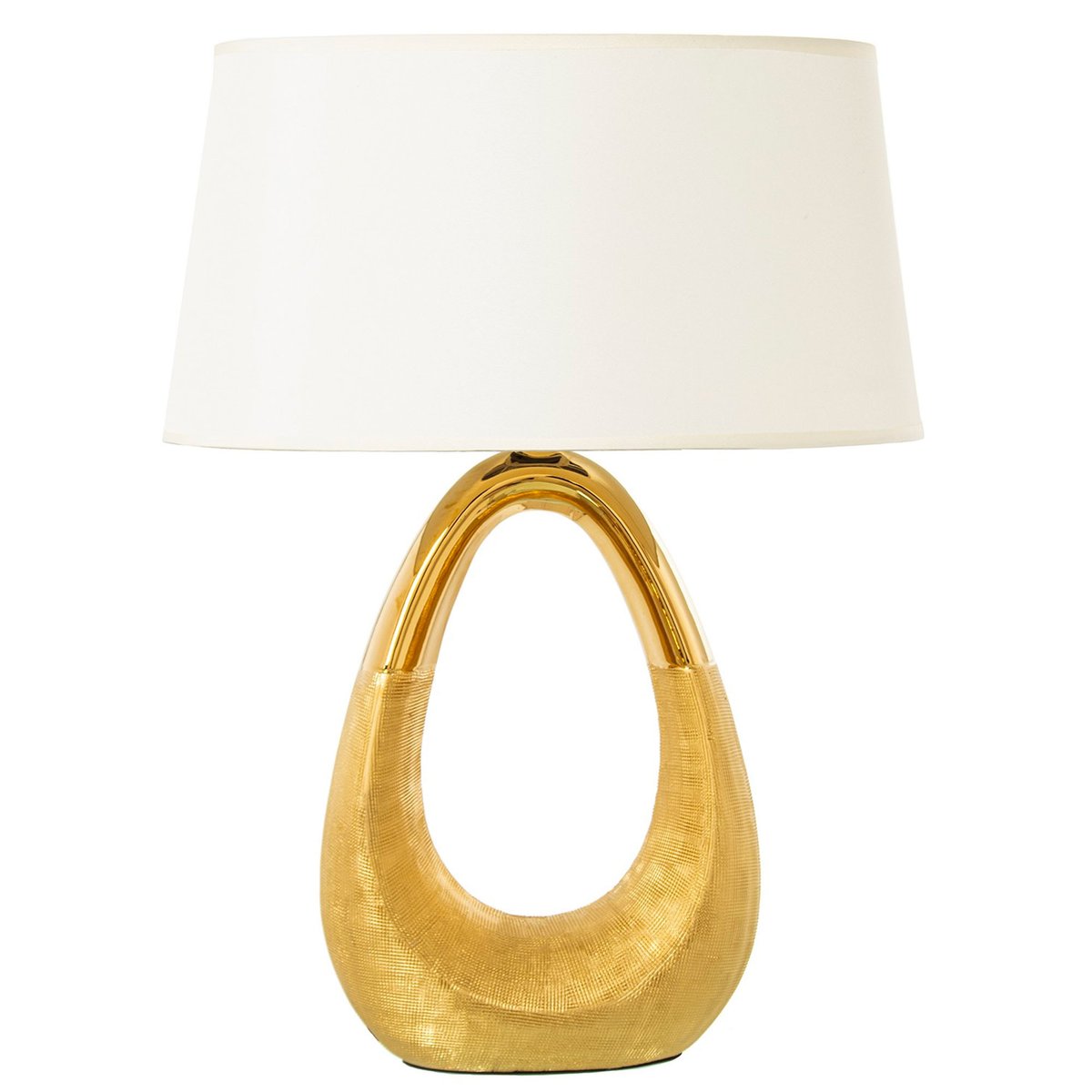 Lampe à poser en céramique dorée et abat-jour blanc doré, WADIGA