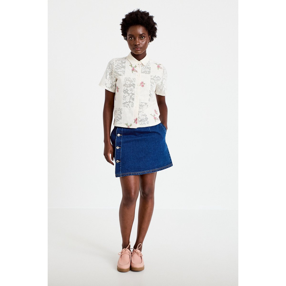 Chemise col chemise manches courtes ecru, CACHE CACHE
