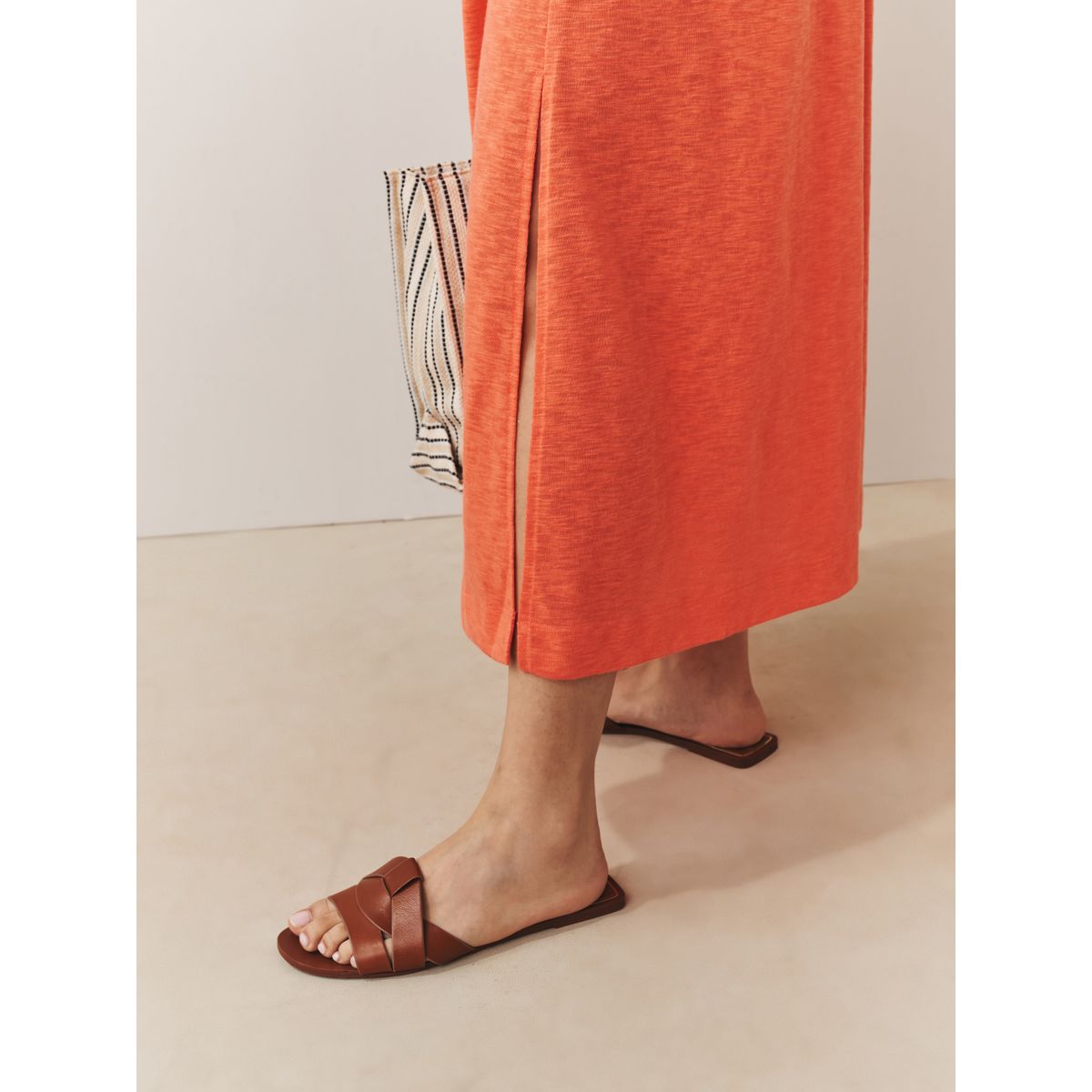 Robe t-shirt mi-longue à manches courtes orange corail, NEXT