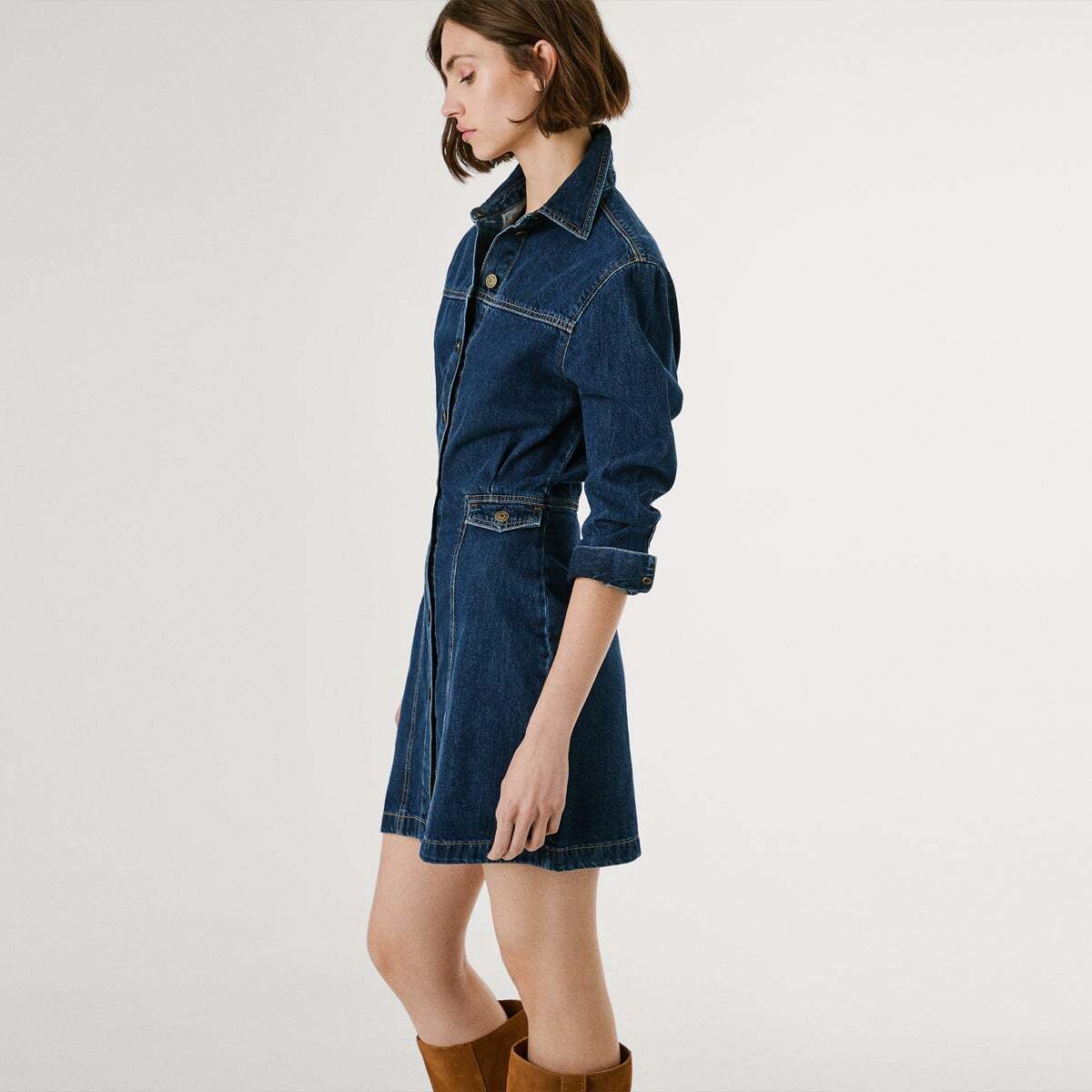 Robe Courte Coupe Regular En Denim 10.5 oz admiral blue rigid den, PEPE JEANS