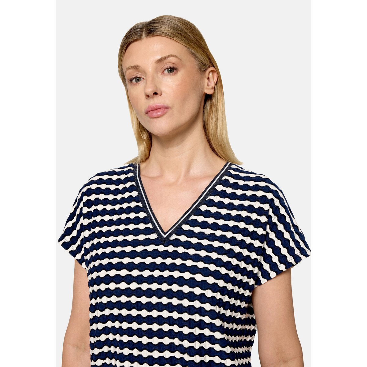 Haut casual à cordon coulissant sous tunnel bleu/blanc, BETTY BARCLAY