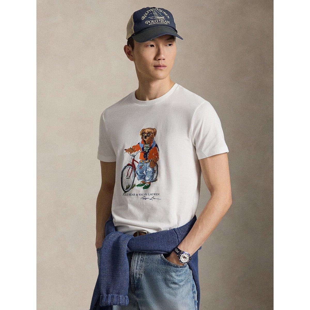 T-shirt Polo Bear Custom Slim Fit blanc, POLO RALPH LAUREN