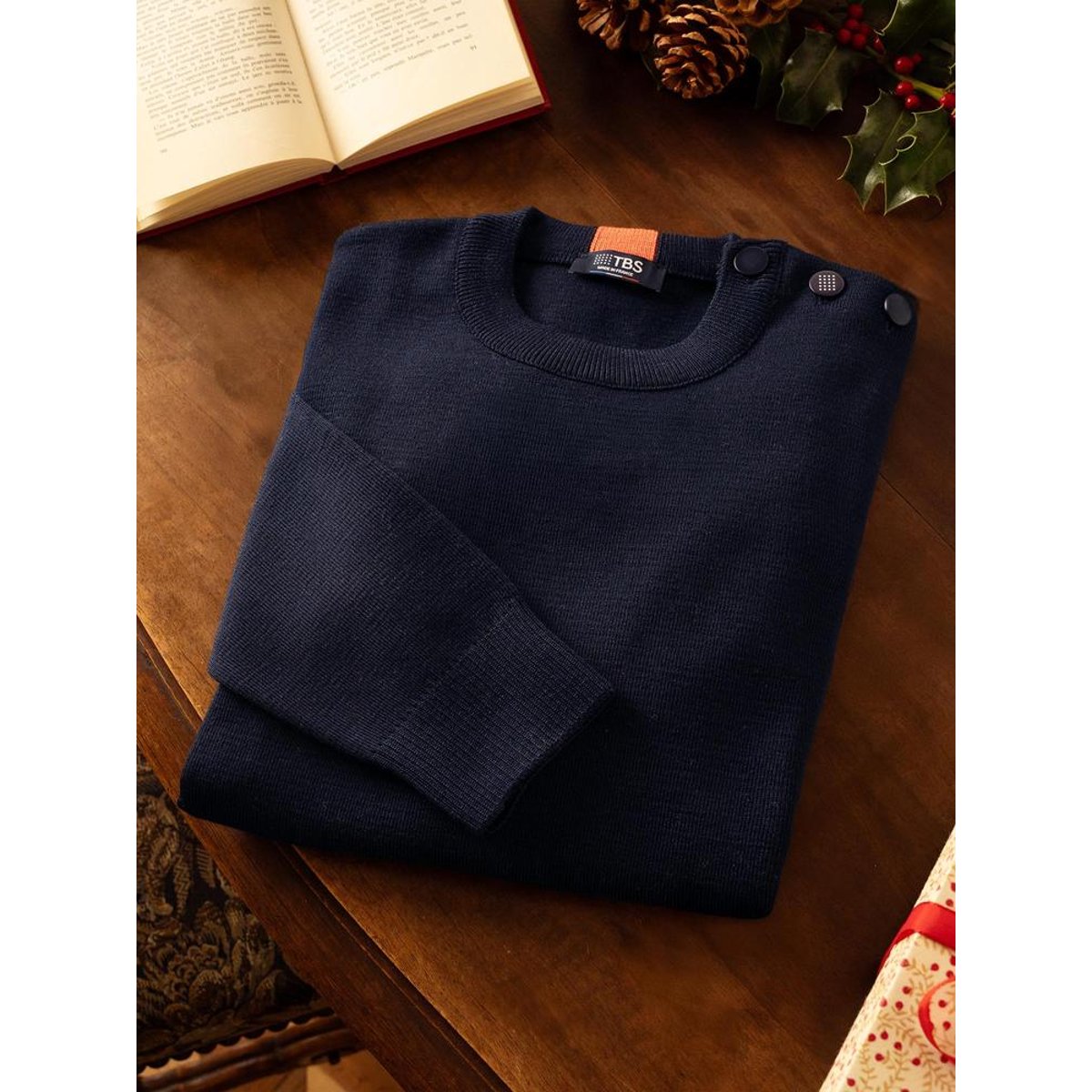 Pull fabriqué en France CELESTIN marine, TBS