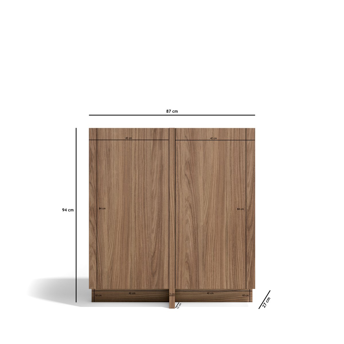 Buffet bas en placard 2 portes, SOHO noyer, HERDASA