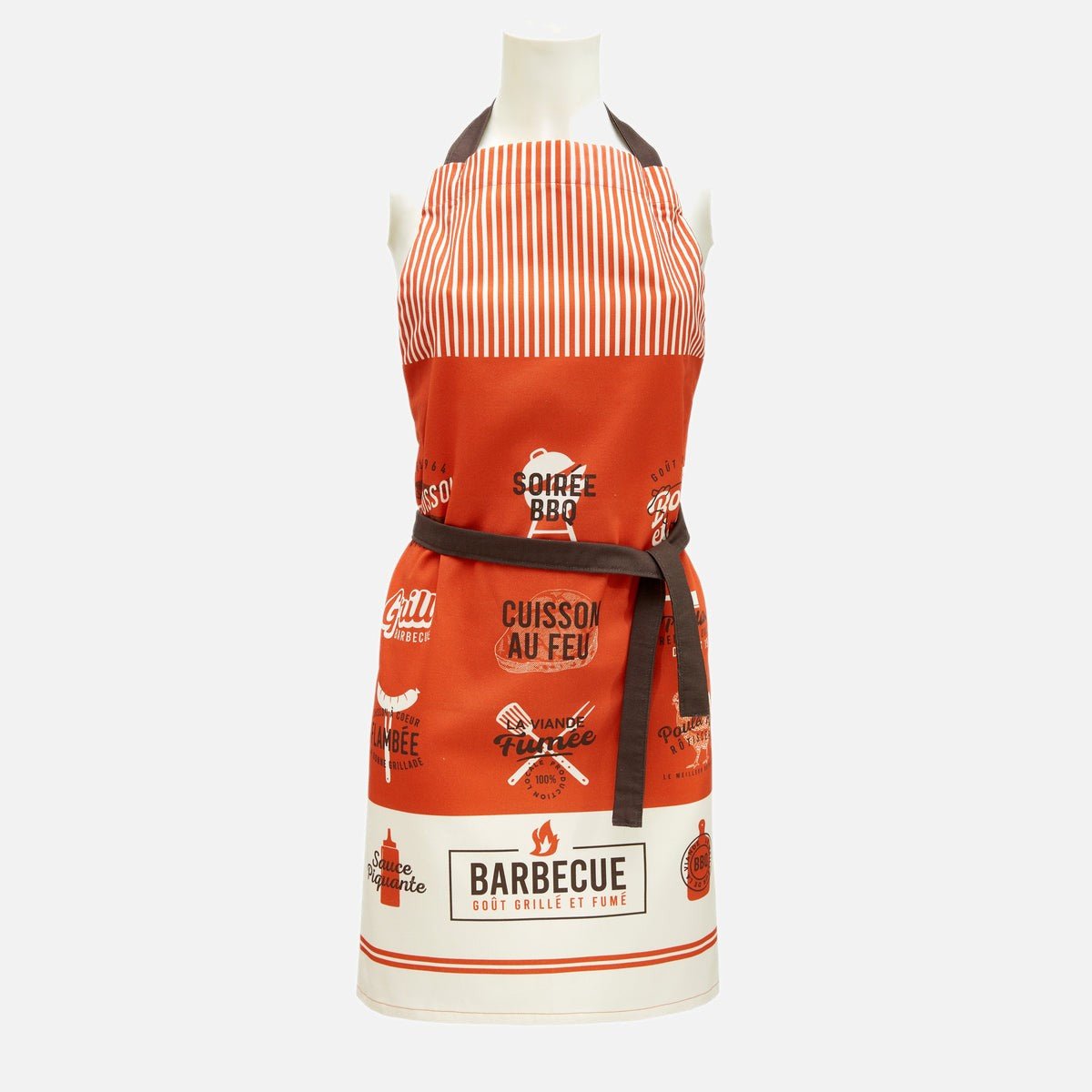 Tablier de cuisine imprimé en coton GRILLADES rouge, COUCKE