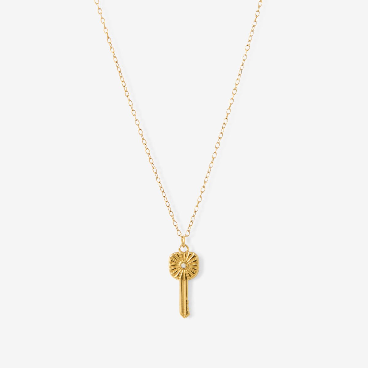 Collier pochon pendentif clé acier inoxydable doré, BALABOOSTE
