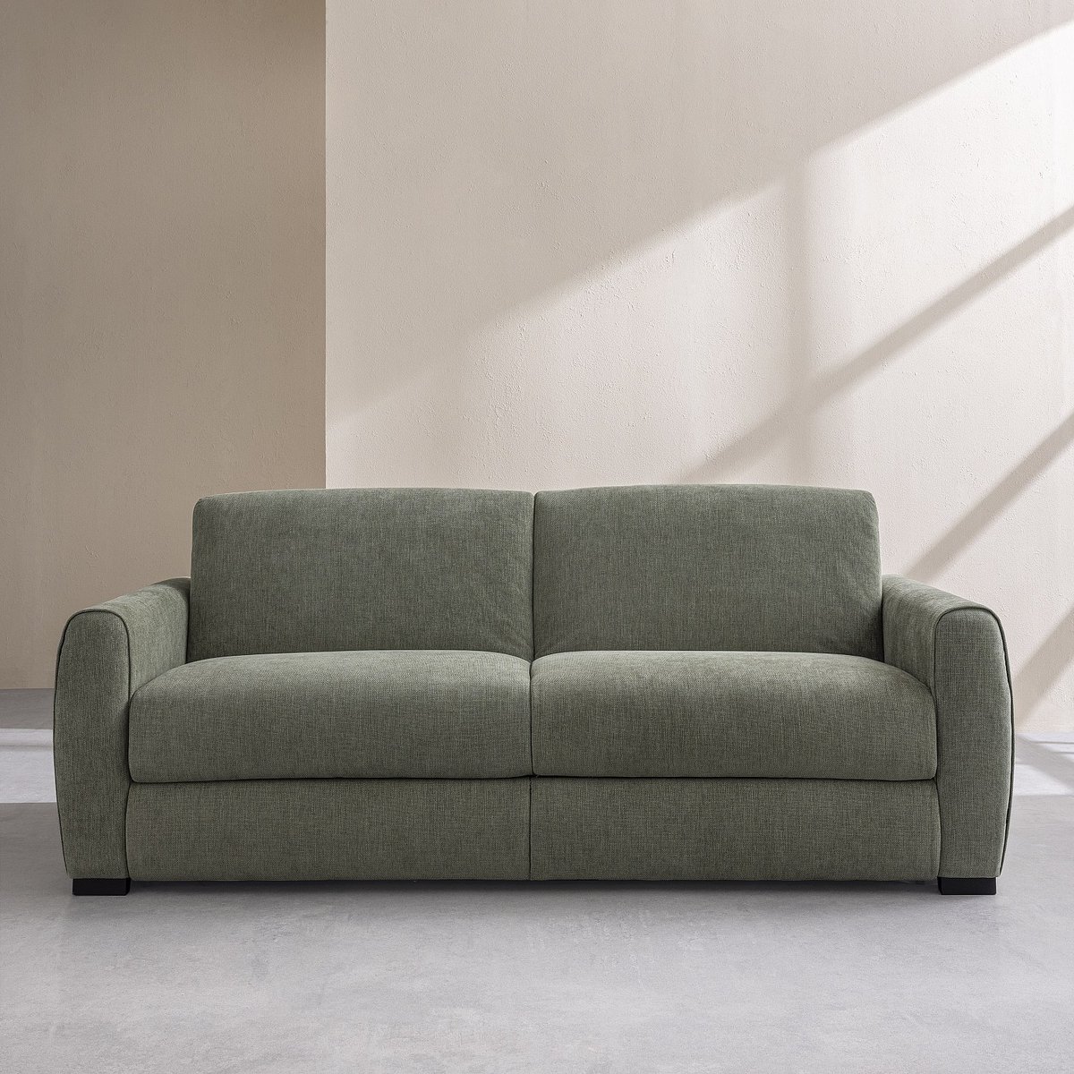 Canapé convertible - Matelas 16cm - Tissu Lugano CANBERRA vert, HABITAT